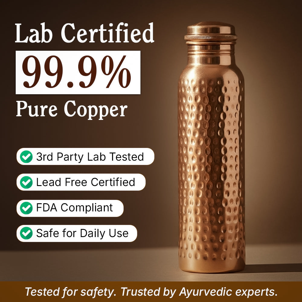 Certified Ayurveda® Pure Copper Water Bottles - V2 Hand-Hammered Edition